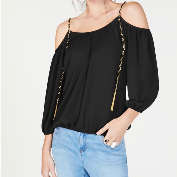 black cold shoulder top size 22